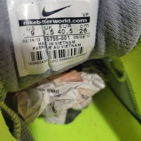 Nike Reax Run 7 Women's Size 9 US Gray Neon Green Running Shoes 525755-001 - Picture 10 of 10